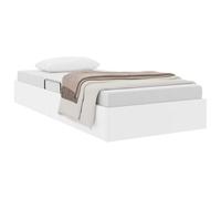 vidaXL Cama con Almacenamiento Blanco Puro 100 x 190 cm, Cama Rectangular Moderna, de Piel sintética, con Levante hidráulico, Marco metálico, Espacio organizado, diseño Funcional