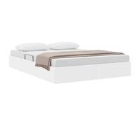 vidaXL Cama con Almacenamiento Blanco Puro 153 x 203 cm, Cama Rectangular Moderna, de Piel sintética, con Levante hidráulico, Marco metálico, Espacio organizado, diseño Funcional