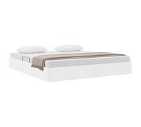 vidaXL Cama con Almacenamiento Blanco Puro 193 x 203 cm, Cama Rectangular Moderna, de Piel sintética, con Levante hidráulico, Marco metálico, Espacio organizado, diseño Funcional