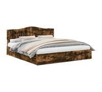 vidaXL Cama con Almacenamiento con cabecera Roble Ahumado 180 x 200 cm, Cama Moderna con Almacenamiento, Plataforma Rectangular, Madera compuesta, cajones, Mueble ahorrador de Espacio