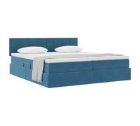vidaXL Cama con Almacenamiento con colchón Azul Oscuro 100 x 200 cm, Dormitorio, Rectangular, Diseño Moderno con Materiales Resistentes, para Cualquier Hogar Actual, Uso Eficiente del Espacio