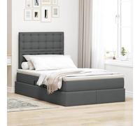 vidaXL Cama con Almacenamiento con colchón Gris Oscuro 120 x 200 cm, Dormitorio, Rectangular, Diseño Moderno, Materiales Duraderos, Interiores Contemporáneos y Uso Funcional del Espacio