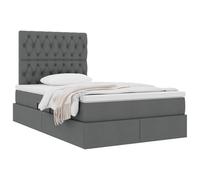 vidaXL Cama con Almacenamiento con colchón Gris Oscuro 120 x 200 cm, Dormitorio, Rectangular, Diseño Moderno, Materiales Duraderos, Interiores Contemporáneos y Uso Funcional del Espacio