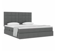 vidaXL Cama con Almacenamiento con colchón Gris Oscuro 160 x 200 cm, Dormitorio, Rectangular, Diseño Moderno, Materiales Duraderos, Interiores Contemporáneos y Uso Funcional del Espacio