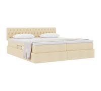 vidaXL Cama con Almacenamiento Crema 180 x 200 cm Cuero sintético, Cama de Almacenamiento Moderna, colchón de Espuma cómodo, diseño Urbano, Mueble Que Ahorra Espacio, Marco hidráulico