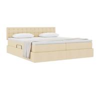 vidaXL Cama con Almacenamiento Crema 200 x 200 cm Cuero sintético, Cama de Almacenamiento Moderna, colchón de Espuma cómodo, diseño Urbano, Mueble Que Ahorra Espacio, Marco hidráulico
