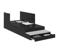 vidaXL Cama con Almacenamiento de de Roble Negro 90X190 cm, Madera, cajones deslizables, diseño Minimalista, fácil de ensamblar, Muebles Modernos, Duradera, Elegante