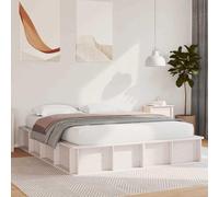 vidaXL Cama con Almacenamiento elevable - Blanca, 150 x 200 cm, de Pino Macizo