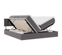 vidaXL Cama con Almacenamiento Gris 180 x 200 cm Cuero sintético, Cama Moderna y Elegante, colchón de Espuma, diseño ahorrador de Espacio, función de elevación hidráulica