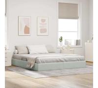 vidaXL Cama con Almacenamiento Gris Claro 160 x 200 cm Terciopelo, Muebles de Dormitorio, Diseño Rectangular, Estética Moderna, Materiales duraderos, Soluciones de Almacenamiento Elegantes, Espacios