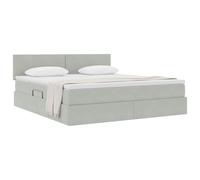 vidaXL Cama con Almacenamiento Gris Claro 180 x 200 cm Terciopelo, Dormitorio, Diseño Rectangular, Muebles Modernos para Espacios compactos, Materiales duraderos para Comodidad Prolongada, Ideas de d