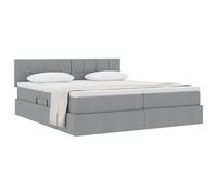 vidaXL Cama con Almacenamiento Gris Claro 200 x 200 cm Cuero sintético, Cama de Almacenamiento Moderna, colchón de Espuma cómodo, diseño Urbano, Mueble Que Ahorra Espacio, Marco hidráulico