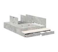 vidaXL Cama con Almacenamiento Gris concreto 150X200 cm Madera Elaborada Amplios Cajones Diseño Moderno Montaje Fácil Soluciones de Muebles para Dormitorio Interior Adulto Acabado Texturizado Que Ah
