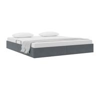 vidaXL Cama con Almacenamiento Gris Oscuro 193 x 203 cm Terciopelo, Cama Rectangular Moderna con Almacenamiento, diseño Minimalista, Estructura de Metal Duradera, Mueble Elegante