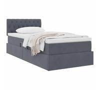 vidaXL Cama con Almacenamiento Gris Oscuro 90 x 200 cm Terciopelo, Cama de Almacenamiento Elegante, colchón Moderno Incluido, hidráulica, tapizado Suave, diseño Funcional y Estiloso
