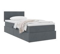 vidaXL Cama con Almacenamiento Gris Oscuro 90 x 200 cm Terciopelo, Cama de Almacenamiento Elegante, colchón Moderno Incluido, hidráulica, tapizado Suave, diseño Funcional y Estiloso