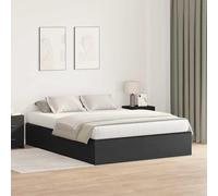 vidaXL Estructura doble de roble negro con mucho espacio de almacenamiento de MDF y chapa de madera con revestimiento resistente a los rayos UV para un uso duradero | adecuado para colchón de 140 x