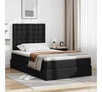 vidaXL Cama con Almacenamiento Negro 120 x 200 cm Cuero sintético, Dormitorio, Rectangular, Moderno, Duradero, con Diseño Ahorrador de Espacio, para Vida Acogedora, Materiales de Calidad, Estilo Vers