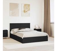 vidaXL Cama con Almacenamiento Negro 150 x 200 cm Madera de ingeniería, Dormitorio, diseño Moderno con Amplio Almacenamiento, Materiales duraderos, Acabado Resistente al Agua para más duración y esti