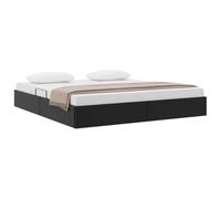 vidaXL Cama con Almacenamiento Negro 193 x 203 cm Cuero sintético, Cama Rectangular Moderna, de Piel sintética, con Levante hidráulico, Marco metálico, Espacio organizado, diseño Funcional