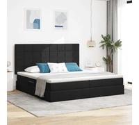 vidaXL Cama con Almacenamiento Negro 200 x 200 cm Cuero sintético, Dormitorio, Rectangular, Diseño Moderno, Materiales Duraderos, Interiores Contemporáneos y Uso Funcional del Espacio