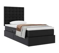 vidaXL Cama con Almacenamiento Negro 90 x 200 cm Cuero sintético, Cama Rectangular Moderna, diseño Que Ahorra Espacio, Elegante tapicería de Faux Cuero, Setup organizado