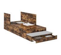 vidaXL Cama con Almacenamiento Roble Ahumado 75X190 cm Madera Duradera Cajón Amplio Diseño Moderno Fácil de Armar Muebles para Dormitorios de Adultos Elegantes y Que Ahorran Espacio