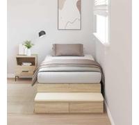 vidaXL Cama con Almacenamiento Roble Sonoma 80X200 cm Madera compuesta Amplios Cajones Diseño Moderno Fácil Montaje Soluciones para Muebles de Dormitorio Minimalista Organización Estilosa Compacta C