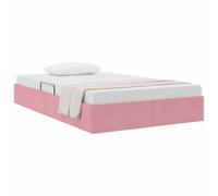 vidaXL Cama con Almacenamiento Rosa 120 x 200 cm Terciopelo, Muebles de Dormitorio, Diseño Rectangular, Estética Moderna, Materiales duraderos, Soluciones de Almacenamiento Elegantes, Espacios optimi