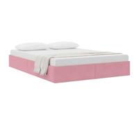 vidaXL Cama con Almacenamiento Rosa 140 x 190 cm Terciopelo, Muebles de Dormitorio, Diseño Rectangular, Estética Moderna, Materiales duraderos, Soluciones de Almacenamiento Elegantes, Espacios optimi