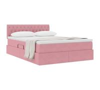 vidaXL Cama con Almacenamiento Rosa 140 x 200 cm Terciopelo