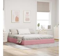 vidaXL Cama con Almacenamiento Rosa 160 x 200 cm Terciopelo, Muebles de Dormitorio, Diseño Rectangular, Estética Moderna, Materiales duraderos, Soluciones de Almacenamiento Elegantes, Espacios optimi