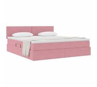 vidaXL Cama con Almacenamiento Rosa 180 x 200 cm Terciopelo, Muebles Modernos para el Dormitorio, Cama con Almacenamiento, tapizado Suave, diseño hidráulico, Incluye colchón