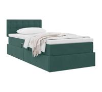 vidaXL Cama con Almacenamiento Verde Oscuro 90 x 200 cm Terciopelo, Cama de Almacenamiento Elegante, colchón Moderno Incluido, hidráulica, tapizado Suave, diseño Funcional y Estiloso