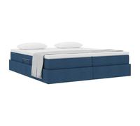 vidaXL Cama con Almacenamiento y colchón Azul 200 x 200 cm Poliéster, Cama Rectangular Moderna con Almacenamiento, Plataforma cómoda, diseño ahorrador de Espacio, Marco Ajustable