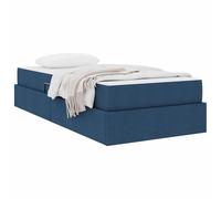 vidaXL Cama con Almacenamiento y colchón Azul 90 x 190 cm Poliéster, Cama Moderna y estilosa, Marco de Almacenamiento Duradero, solución compacta para tu Dormitorio