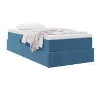 vidaXL Cama con Almacenamiento y colchón Azul Oscuro 100 x 200 cm, Dormitorio, Rectangular, Moderno, Duradero, Diseño Elegante para Espacios contemporáneos, Materiales de Calidad, Soluciones de muebl
