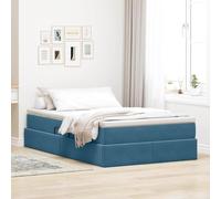 vidaXL Cama con Almacenamiento y colchón Azul Oscuro 120 x 200 cm, Dormitorio, Rectangular, Moderno, Duradero, Diseño Elegante para Espacios contemporáneos, Materiales de Calidad, Soluciones de muebl