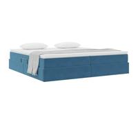 vidaXL Cama con Almacenamiento y colchón Azul Oscuro 200 x 200 cm, Dormitorio, Rectangular, Moderno, Duradero, Diseño Elegante para Espacios contemporáneos, Materiales de Calidad, Soluciones de muebl
