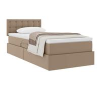 vidaXL Cama con Almacenamiento y colchón Capuchino 90 x 190 cm, Cama Rectangular Moderna con Almacenamiento, Marco de Cuero sintético, solución compacta para tu Dormitorio