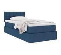 vidaXL Cama con Almacenamiento y colchón con cabecera Azul 90 x 190 cm, Cama hidráulica cómoda, soluciones Modernas de Almacenamiento, Muebles Que ahorran Espacio para tu Dormitorio