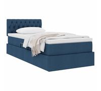 vidaXL Cama con Almacenamiento y colchón con cabecera Azul 90 x 190 cm, Cama Rectangular Moderna, con elevación hidráulica, cabecera de poliéster, Mueble para Ahorrar Espacio y almacenar