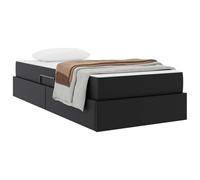 vidaXL Cama con Almacenamiento y colchón con colchón 2 pcs Negro Cuero, Cama Ajustable Moderna, Mueble Multiusos, Almacenamiento bajo la Cama, solución contemporánea para tu habitación