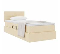 vidaXL Cama con Almacenamiento y colchón con colchón Crema 90 x 190 cm, Cama Rectangular Moderna, con elevación hidráulica, cabecera de poliéster, Mueble para Ahorrar Espacio y almacenar