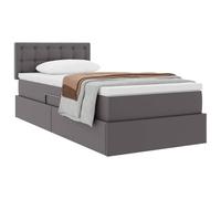 vidaXL Cama con Almacenamiento y colchón con colchón Gris 100 x 200 cm, Cama Rectangular Moderna con Almacenamiento, Marco de Cuero sintético, solución compacta para tu Dormitorio