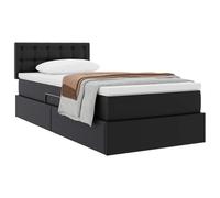 vidaXL Cama con Almacenamiento y colchón con colchón Negro 90 x 200 cm, Cama Rectangular Moderna con Almacenamiento, Marco de Cuero sintético, solución compacta para tu Dormitorio