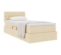 vidaXL Cama con Almacenamiento y colchón Crema 100 x 200 cm, Cama Rectangular Moderna, con elevación hidráulica, cabecera de poliéster, Mueble para Ahorrar Espacio y almacenar