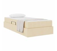 vidaXL Cama con Almacenamiento y colchón Crema 100 x 200 cm Poliéster, Cama Moderna y estilosa, Marco de Almacenamiento Duradero, solución compacta para tu Dormitorio