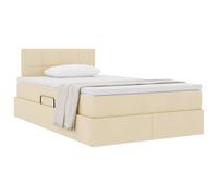 vidaXL Cama con Almacenamiento y colchón Crema 120 x 190 cm, Cama Moderna, Almacenamiento Elegante, colchón contemporáneo, Superficie de sueño cómoda, diseño sin desorden