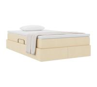 vidaXL Cama con Almacenamiento y colchón Crema 120 x 190 cm Poliéster, Cama Moderna Rectangular con Almacenamiento, Levante hidráulico, tapizada en poliéster, colchón ergonómico de muelles